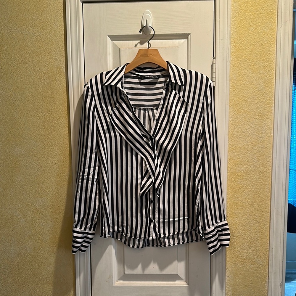 Black and White Striped Blouse